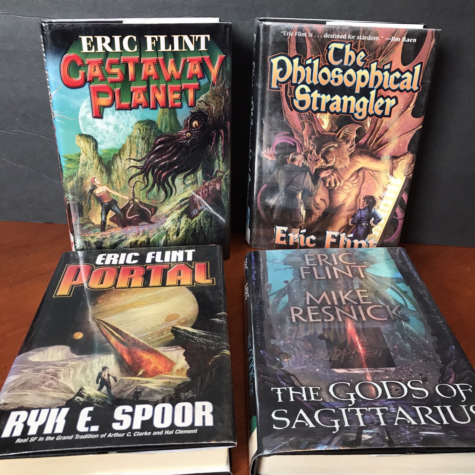 Lot: 4 Eric Flint Books Castaway Planet Philosophical Strangler Portal The Gods