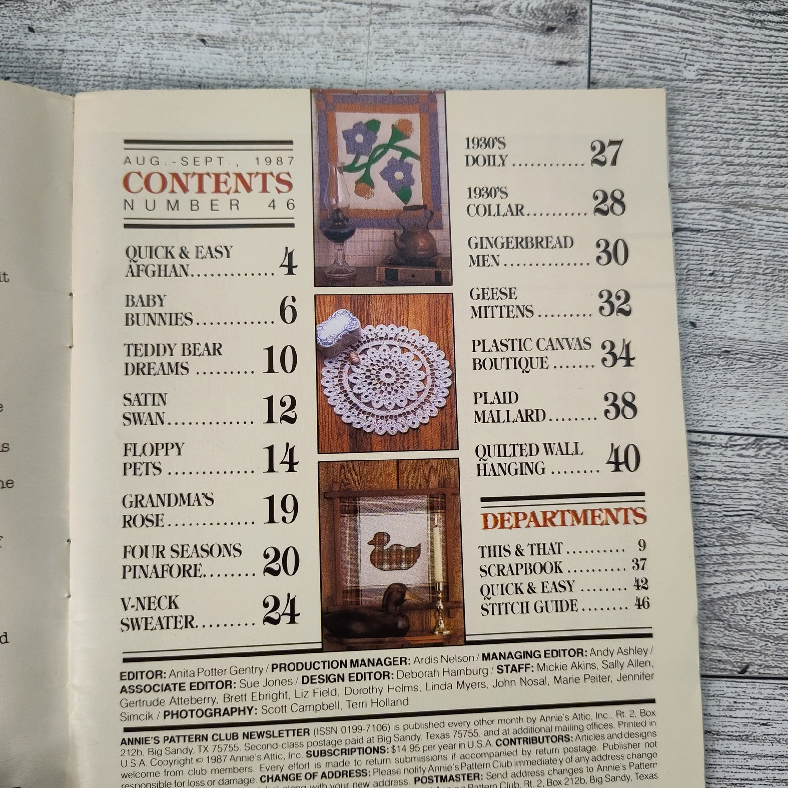 Annies Pattern Club 1987 Vintage Crochet Craft Booklet Floppy Pets Afghan Doily