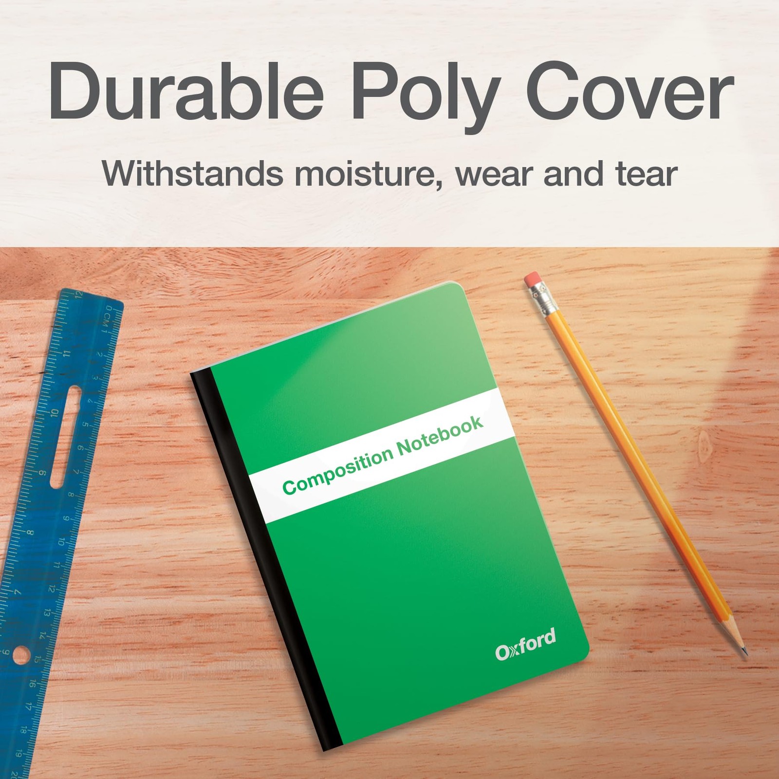 Poly Composition Notebook 4 Pack, Compact Size, 5 x 7 Inches, College Ruled, 80