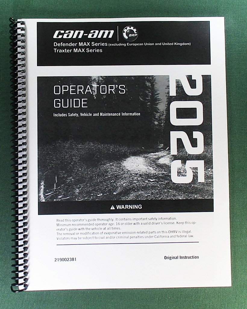 2025 Can-Am Defender MAX HD9 Owner’s Manual: 260 Pages & Protective Covers!