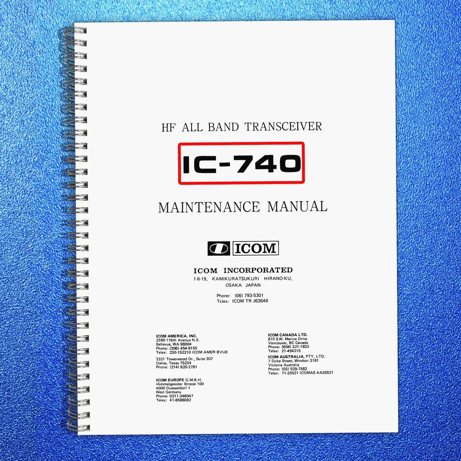 ICOM IC-740 HF Transceiver Service Manual – FRONT & BACK – XL FOLDOUT PAGES