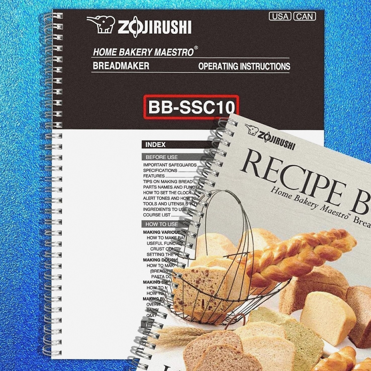 Zojirushi BB-SSC10 Bread Machine Manual + 38 Pg Recipe Book BUNDLE, COIL SECURED