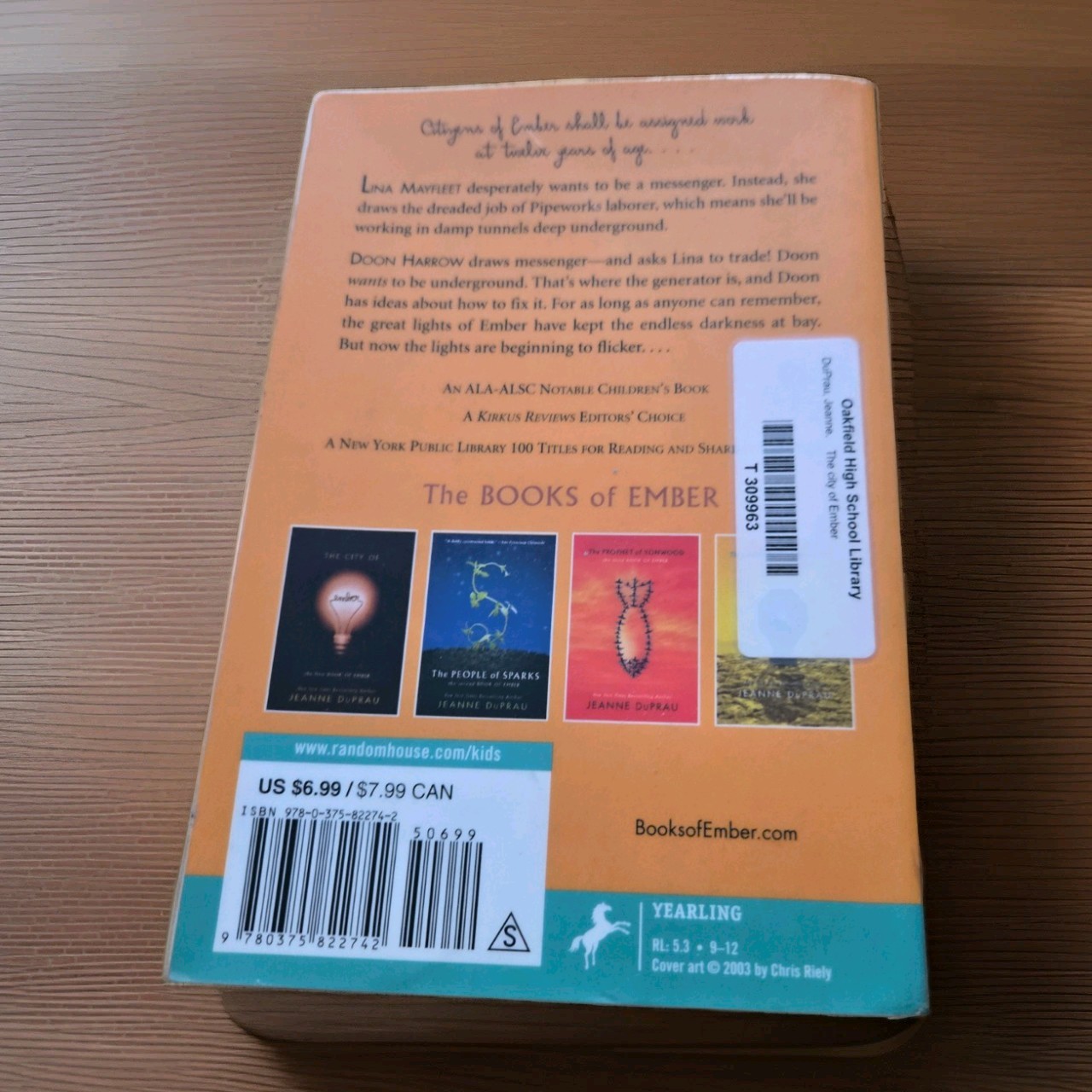 The City of Ember Jeanne DuPrau Paperback Yearling Edition Former Library