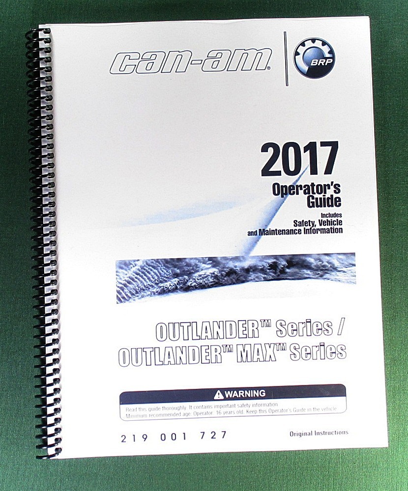 2017 Can-Am Outlander Max 850 Owner’s Manual: 212 Pages & Protective Covers!