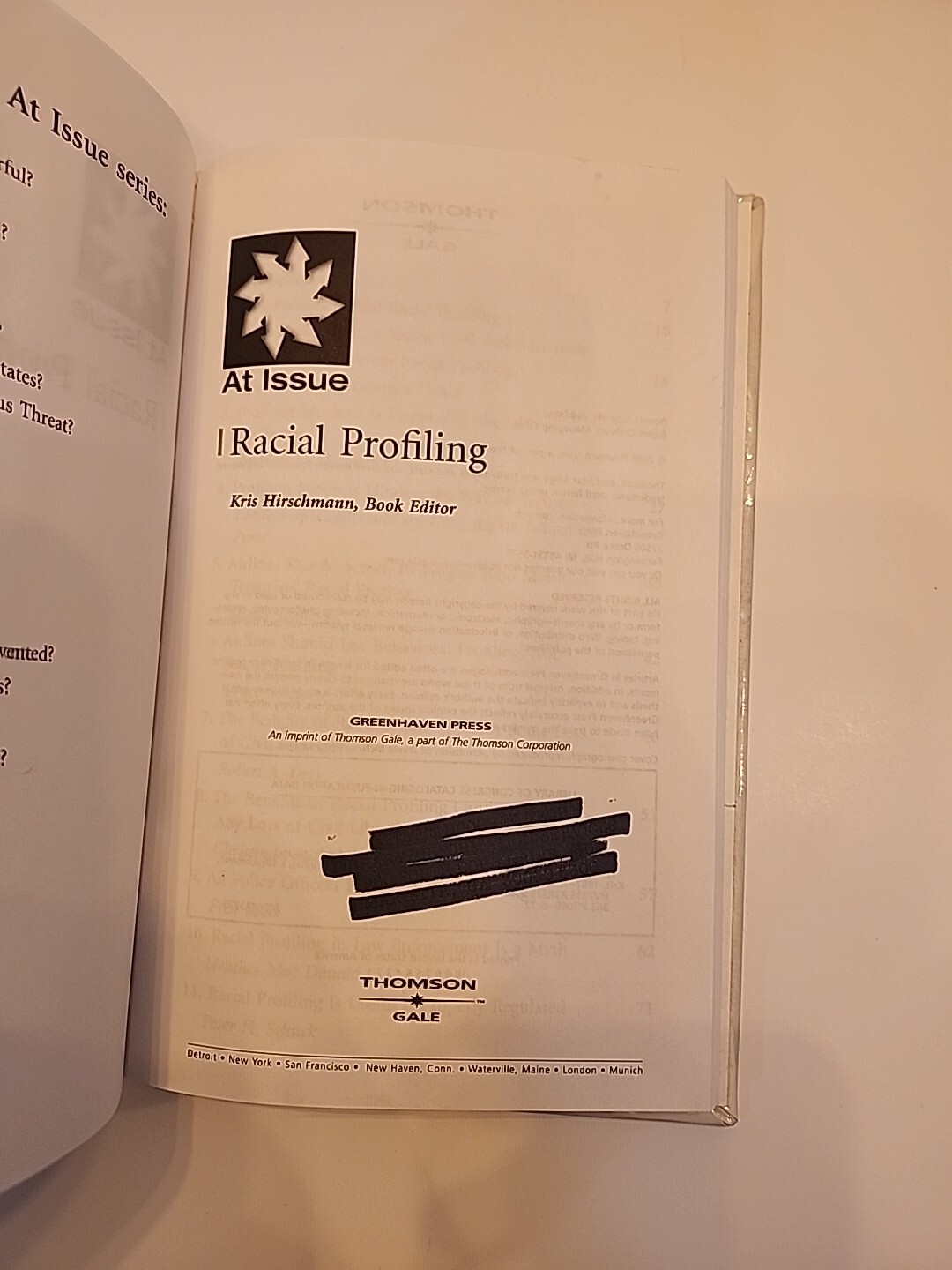 Racial Profiling by Kris Hirschmann (2006, Trade Paperback)