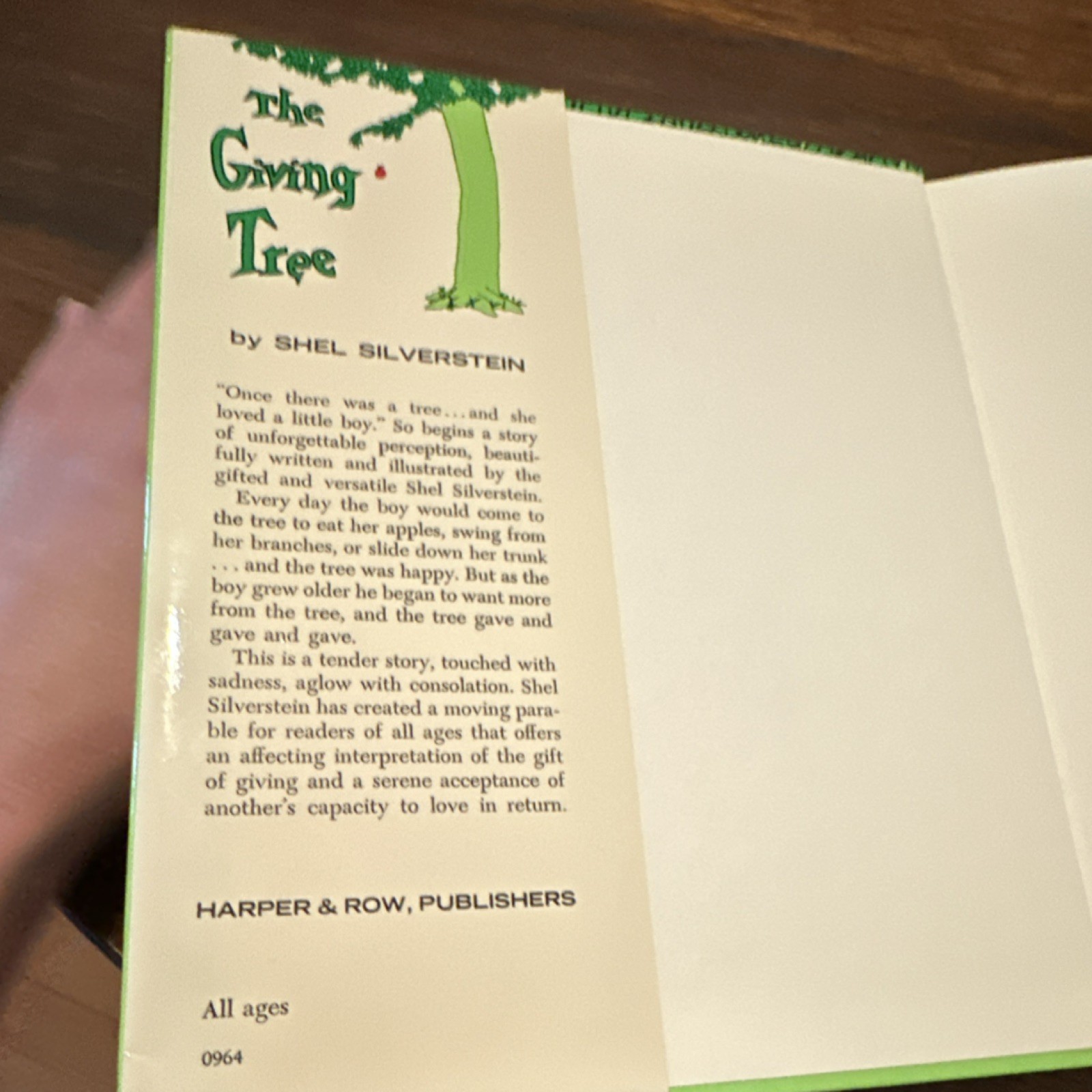 The Giving Tree Shel Silverstein Hardcover Harper & Row 1964 Illustrated DJ