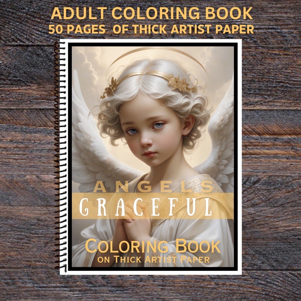 Angels – Spiral Bound Adult Coloring Book – Thick Artist Paper – 50 pages – #05