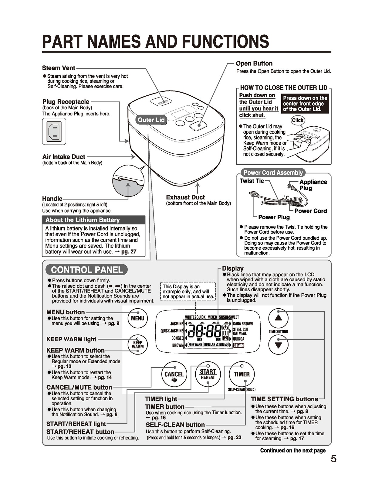 ZOJIRUSHI NW-QAC10 18 Induction Heating Rice Operating Instructions Manual